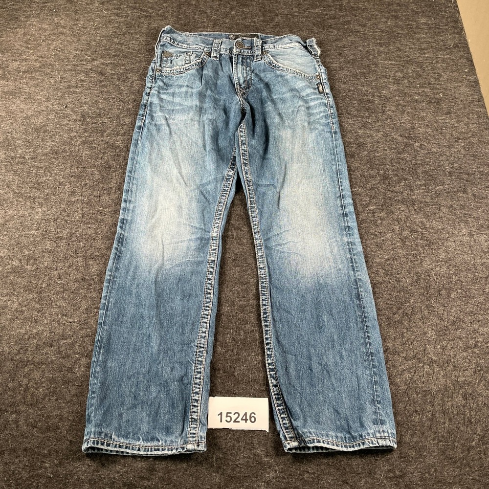 Silver Jeans Co. Gordie Jeans Mens 30x34 Blue Excellent Loose Fit Straight Leg